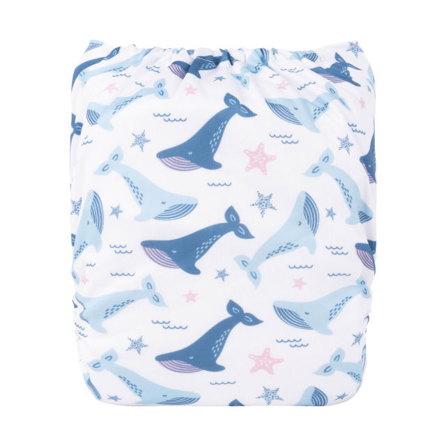 ALVABABY One Size Positioning Printed Cloth Diaper-Dolphin(YDP181A)