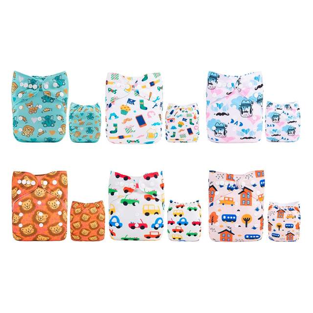 (All Packs)ALVABABY 6PCS Diapers with 6 Microfiber inserts