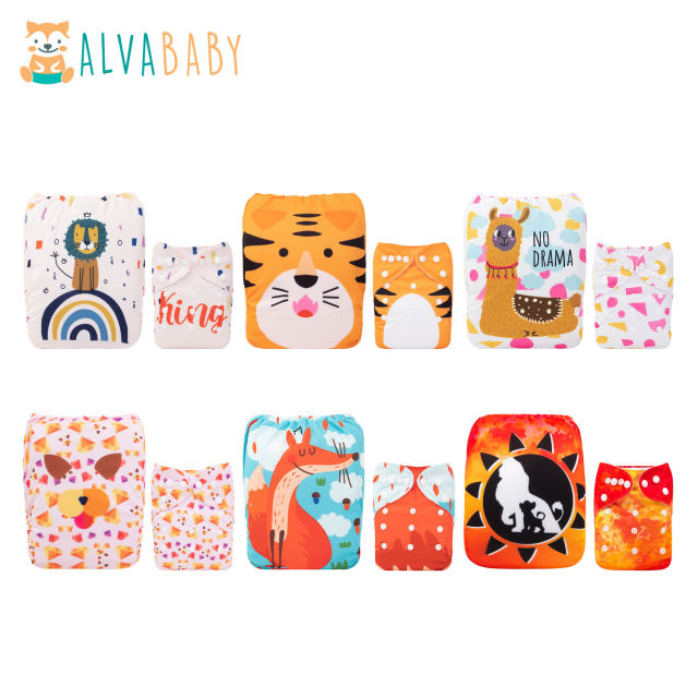 (All Packs)ALVABABY 6PCS Diapers with 6 Microfiber inserts