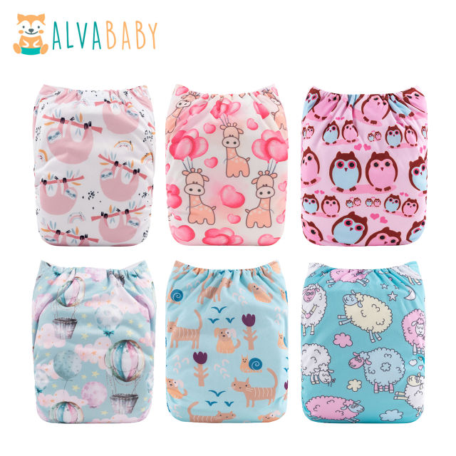(All Packs)ALVABABY 6PCS Diapers with 6 Microfiber inserts