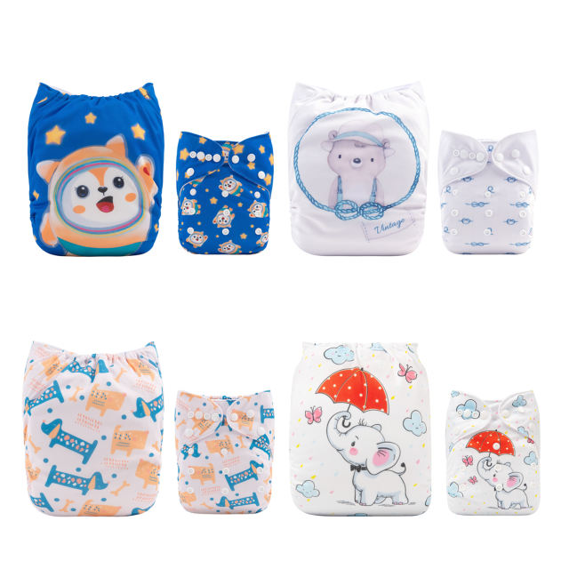 (All Packs)ALVABABY 4PCS Diapers with 4 Microfiber inserts