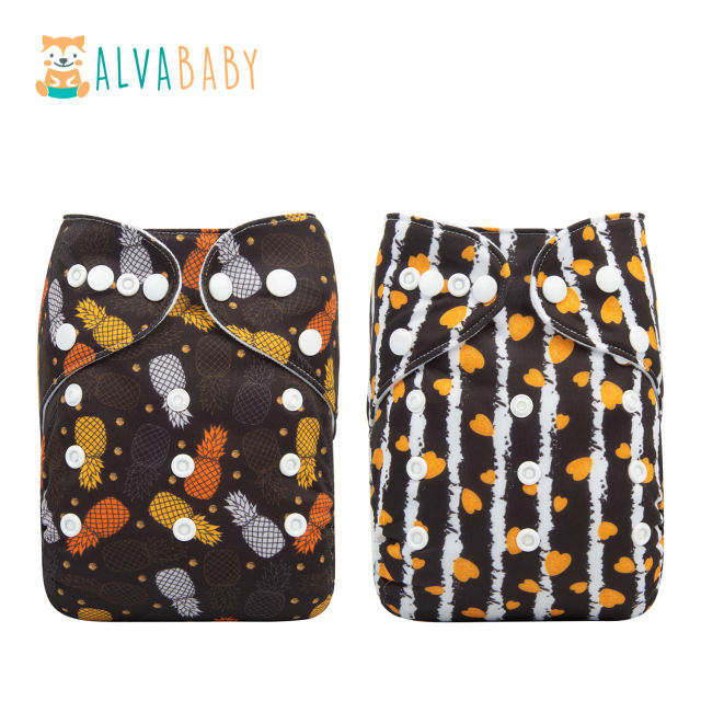 (Fans)ALVABABY 2PCS Diapers with 2 Microfiber inserts