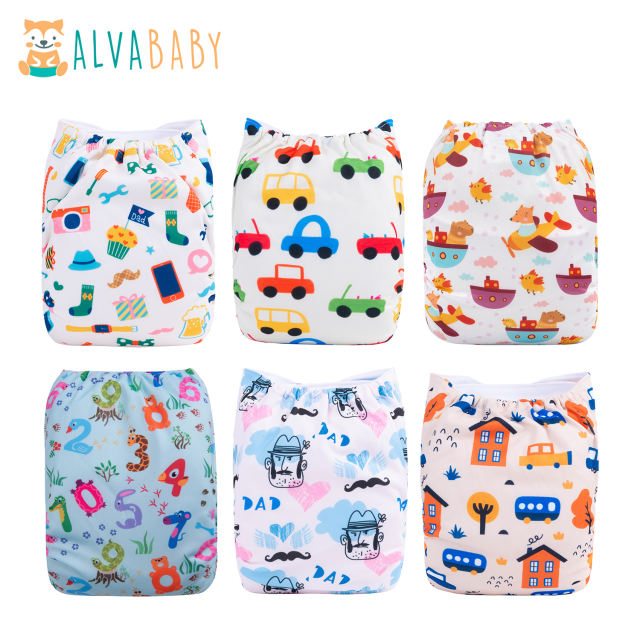 (All Packs)ALVABABY 6PCS Diapers with 6 Microfiber inserts