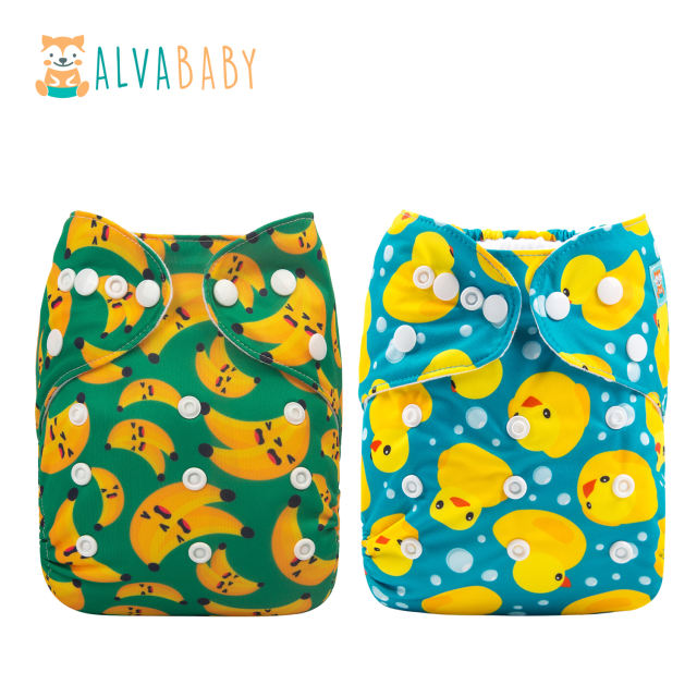 (All Packs)ALVABABY 2PCS Diapers with 2 Microfiber inserts