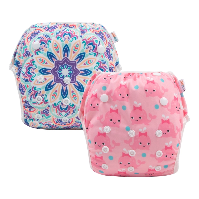 (Fans)ALVABABY One Size Printed Swim Diaper