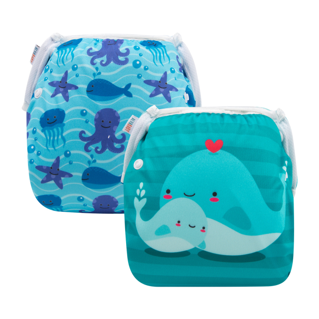 (Fans)ALVABABY One Size Printed Swim Diaper