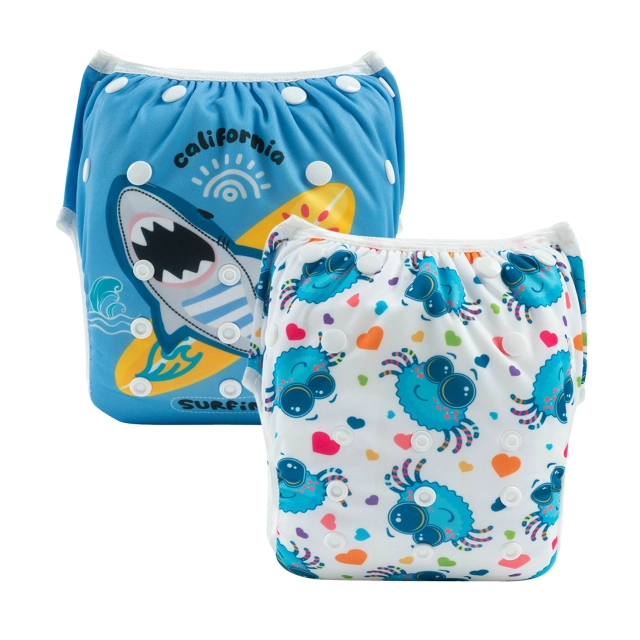 (SuperAds) ALVABABY One Size Printed Swim Diaper