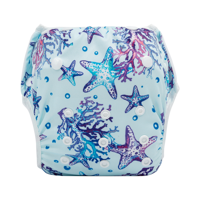 (Fans)ALVABABY One Size Printed Swim Diaper