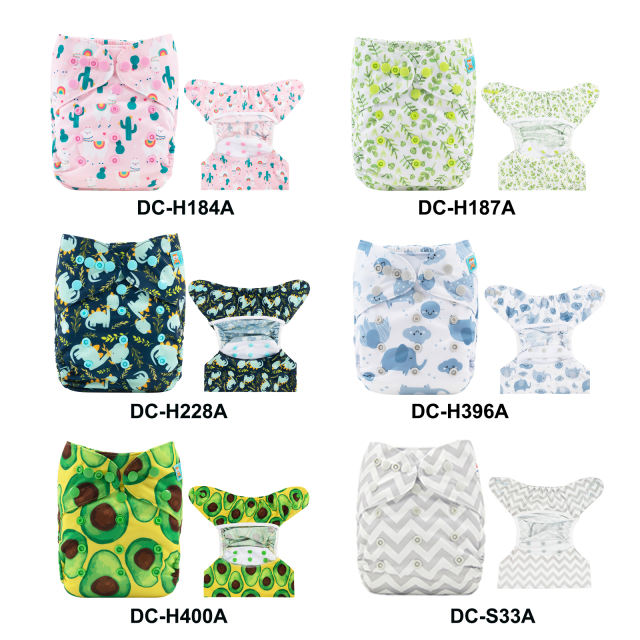 (Multi-Packs) Printed Diaper Cover(one size) with Double Gussets