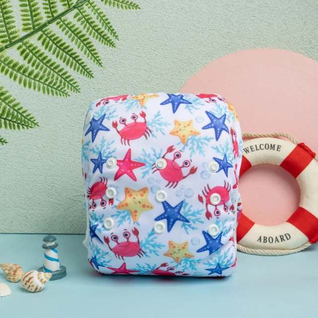 ALVABABY Big Size Printed Swim Diaper-Crab and stars (ZSW-BS03A)