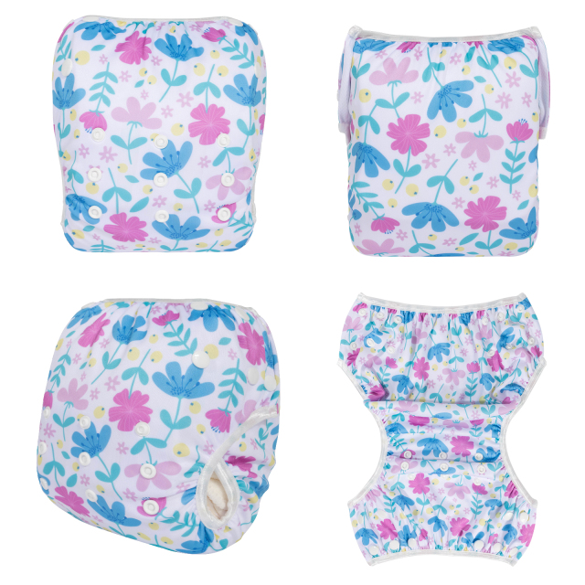 ALVABABY Big Size Printed Swim Diaper-Flowers (ZSW-BS01A)