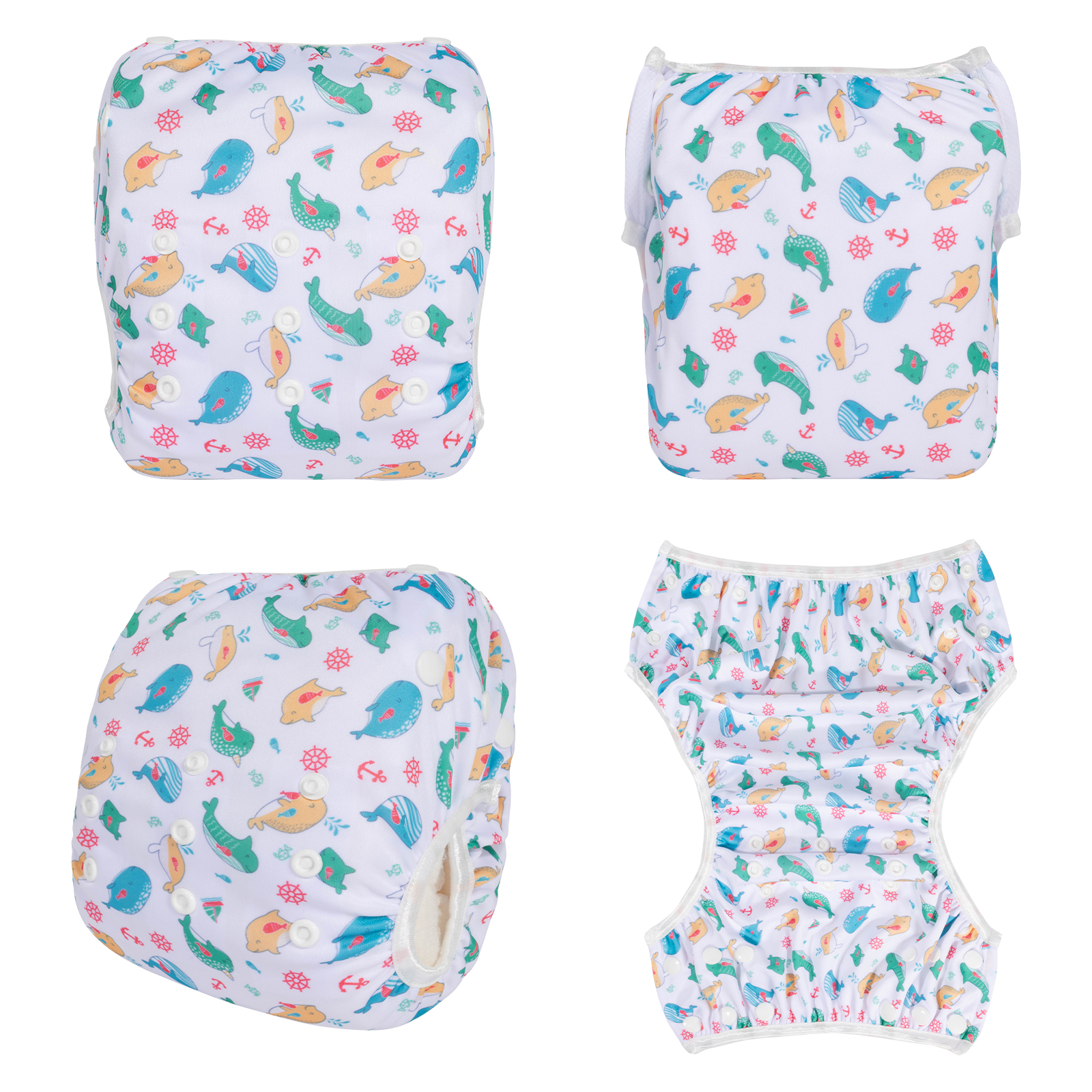 ALVABABY Reusable Swim Diaper - Adjustable Large Size Swimwear for Infants & Toddlers  (Dolphins, ZSW-BS02A)