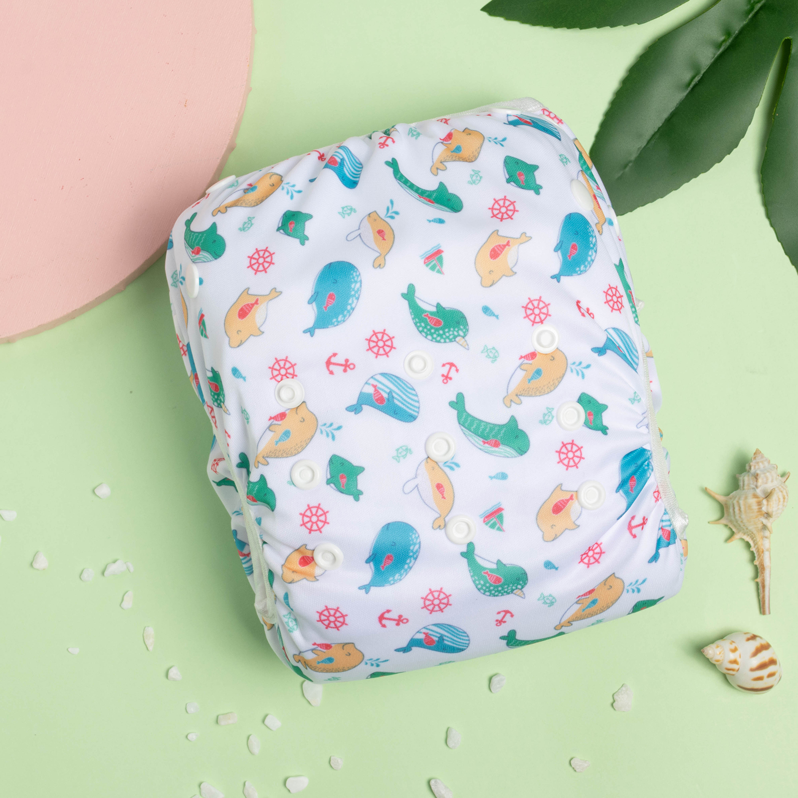 ALVABABY Reusable Swim Diaper - Adjustable Large Size Swimwear for Infants & Toddlers  (Dolphins, ZSW-BS02A)