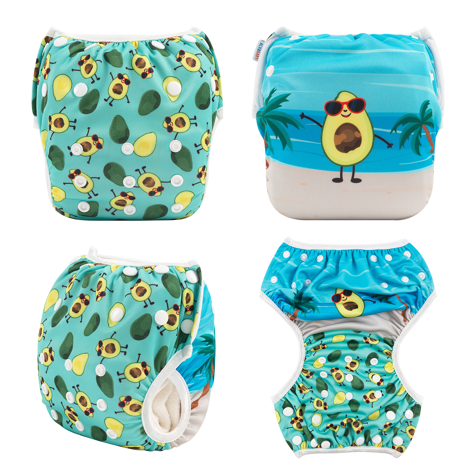 ALVABABY 2PCS Reusable Swim Diaper - Adjustable One Size Swimwear for Infants & Toddlers (2SW-WZ26)