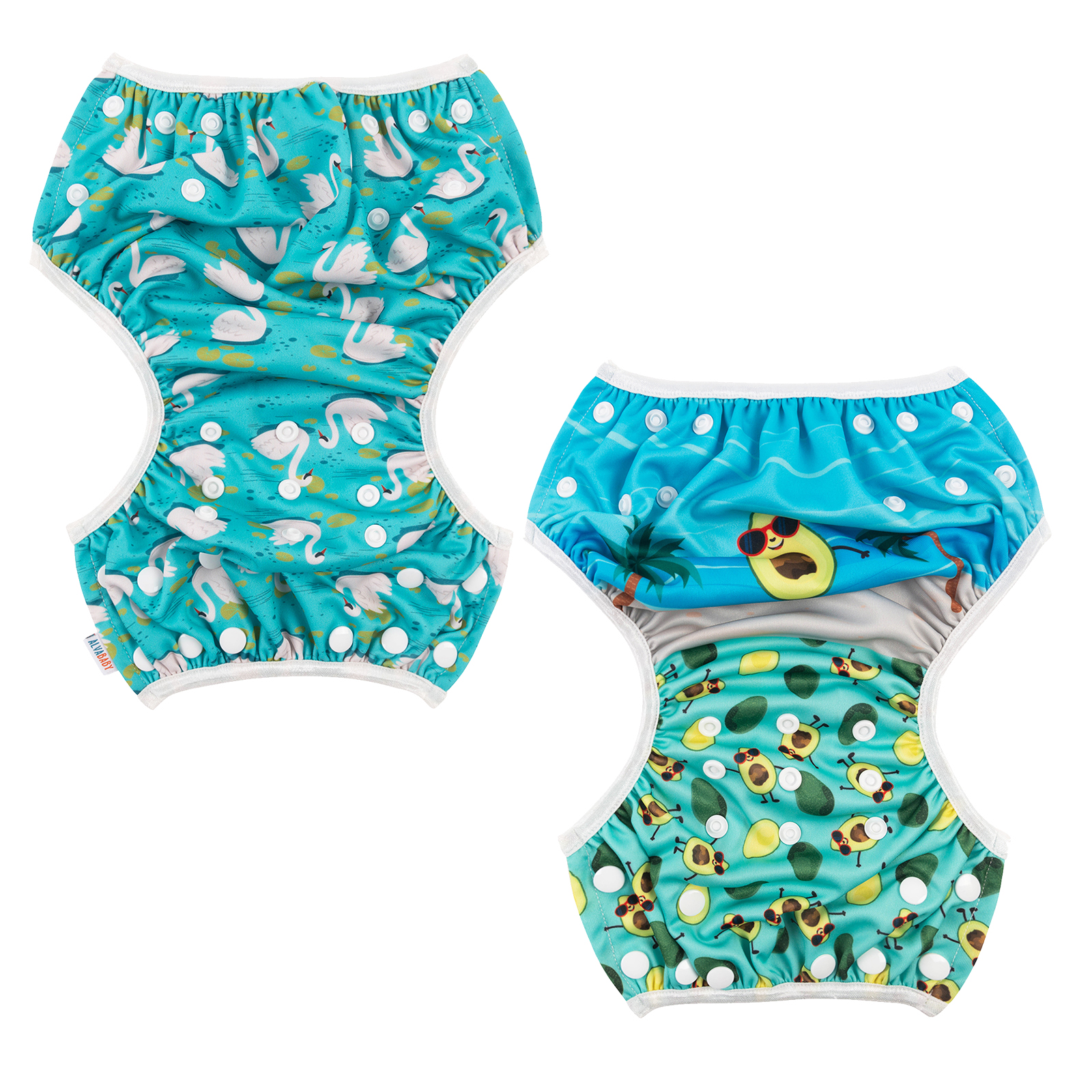 ALVABABY 2PCS Reusable Swim Diaper - Adjustable One Size Swimwear for Infants & Toddlers (2SW-WZ26)