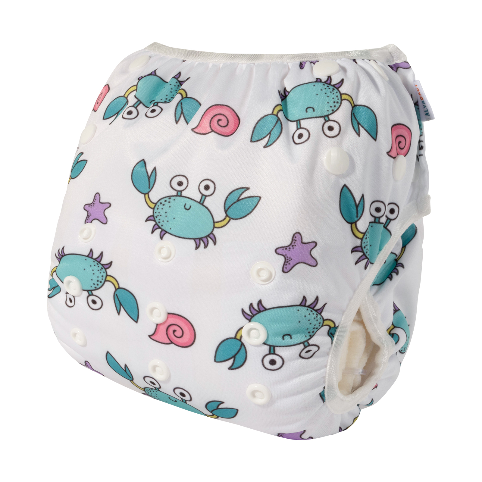 ALVABABY Reusable Swim Diaper - Adjustable Large Size Swimwear for Infants & Toddlers (Crab, ZSW-H192A)