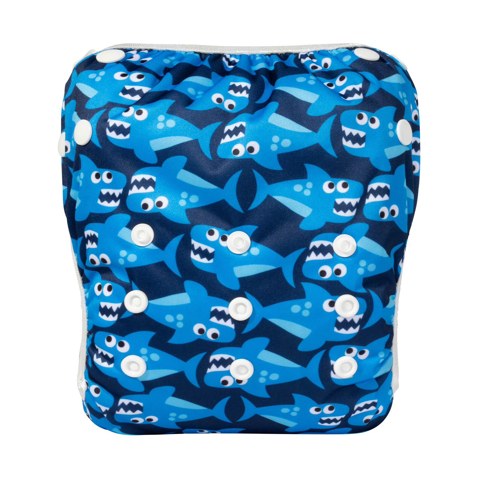 ALVABABY Reusable Swim Diaper - Adjustable Large Size Swimwear for Infants & Toddlers (Blue Sharks, ZSW-YK47A)