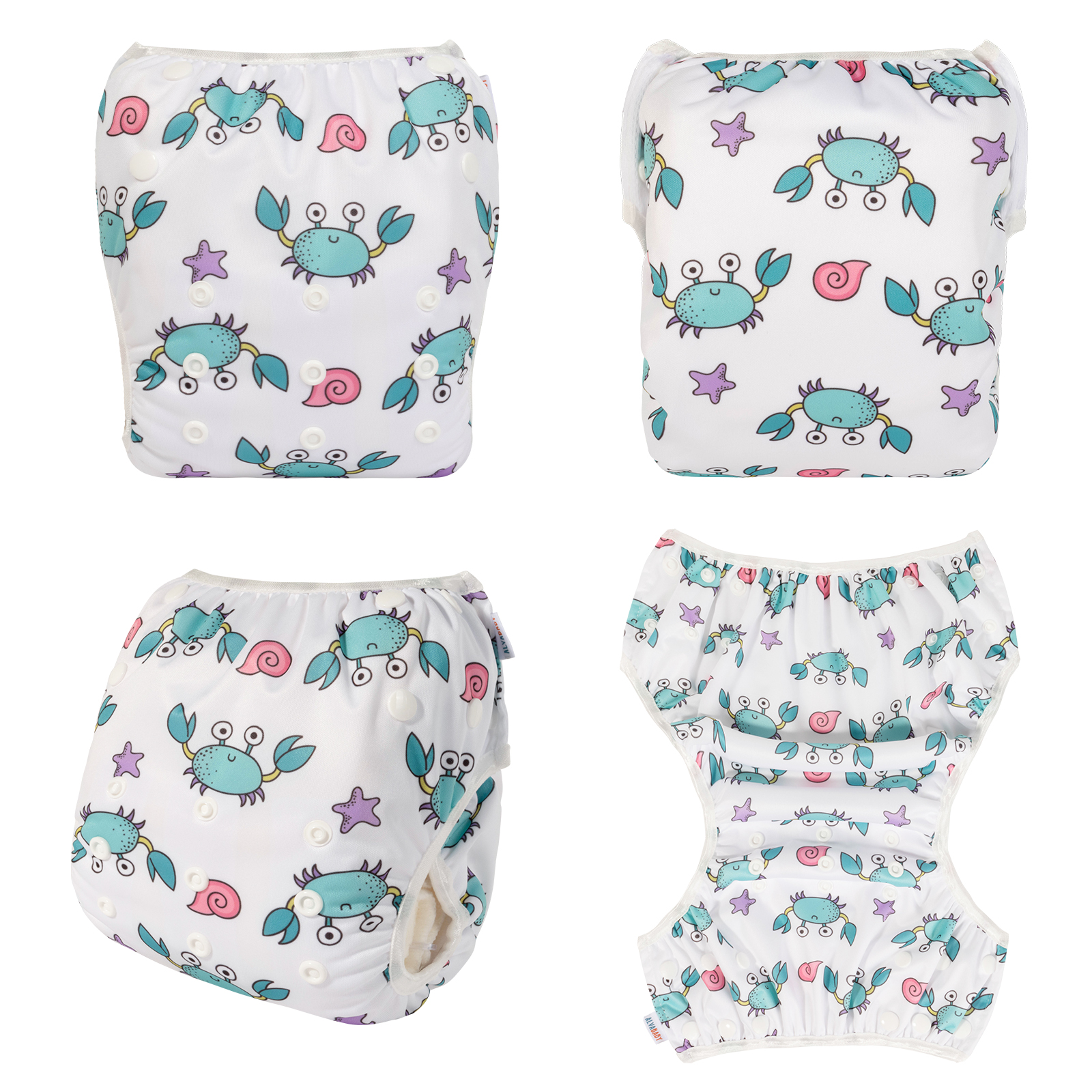 ALVABABY Reusable Swim Diaper - Adjustable Large Size Swimwear for Infants & Toddlers (Crab, ZSW-H192A)