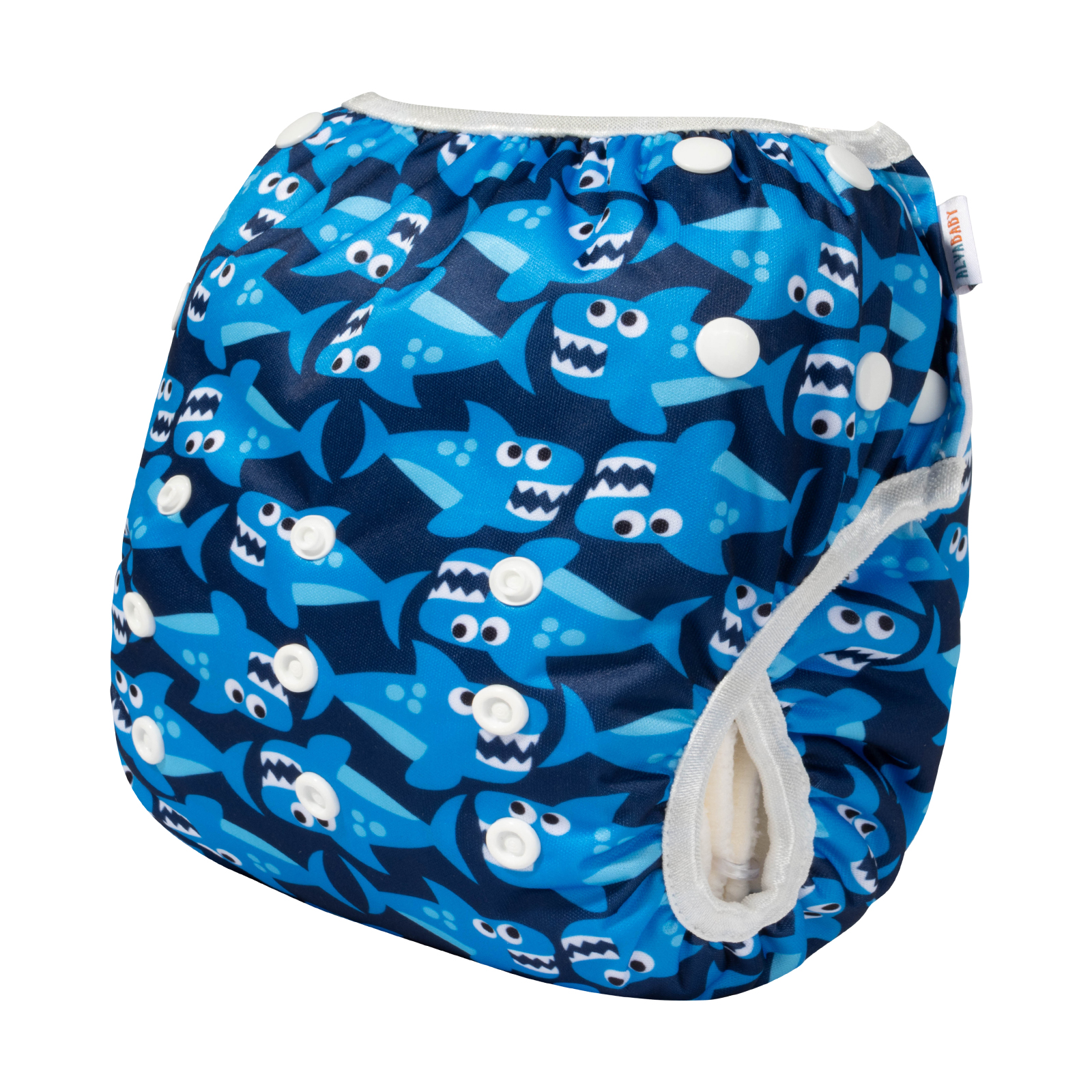 ALVABABY Reusable Swim Diaper - Adjustable Large Size Swimwear for Infants & Toddlers (Blue Sharks, ZSW-YK47A)