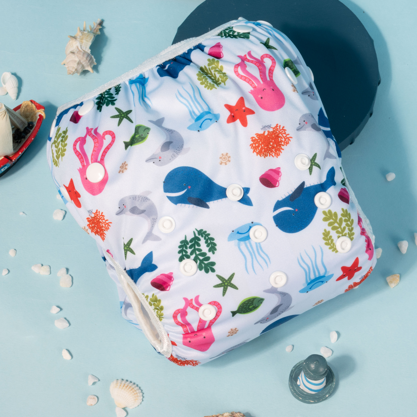 ALVABABY Reusable Swim Diaper - Adjustable Large Size Swimwear for Infants & Toddlers (Animals, ZSW-YK86A)