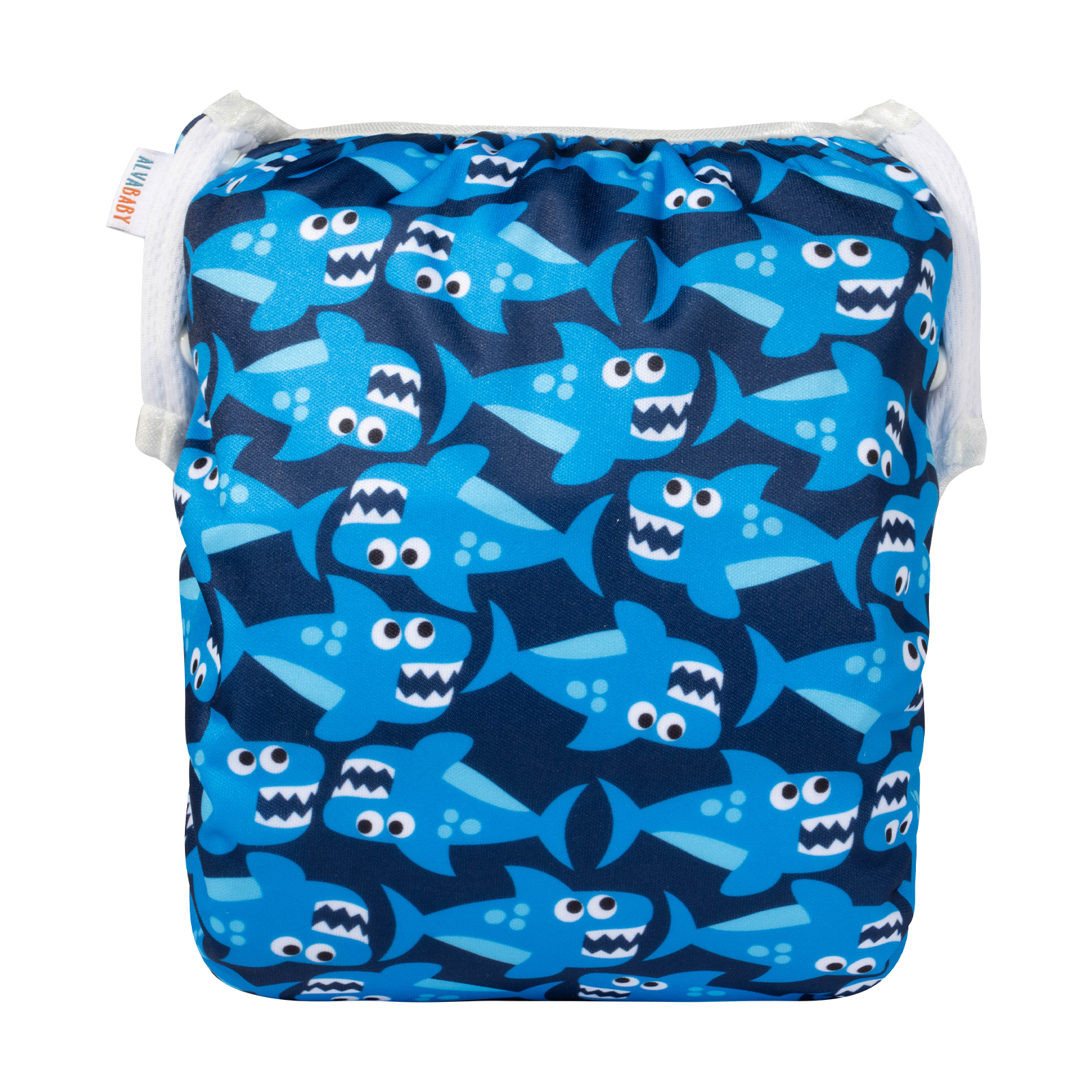 ALVABABY Reusable Swim Diaper - Adjustable Large Size Swimwear for Infants & Toddlers (Blue Sharks, ZSW-YK47A)