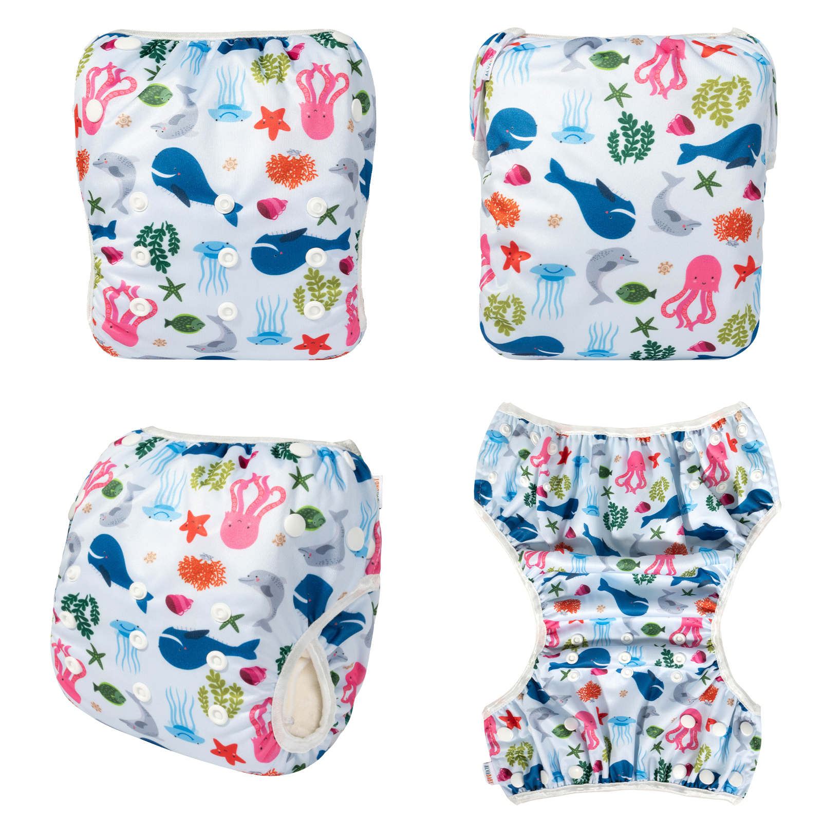 ALVABABY Reusable Swim Diaper - Adjustable Large Size Swimwear for Infants & Toddlers (Animals, ZSW-YK86A)
