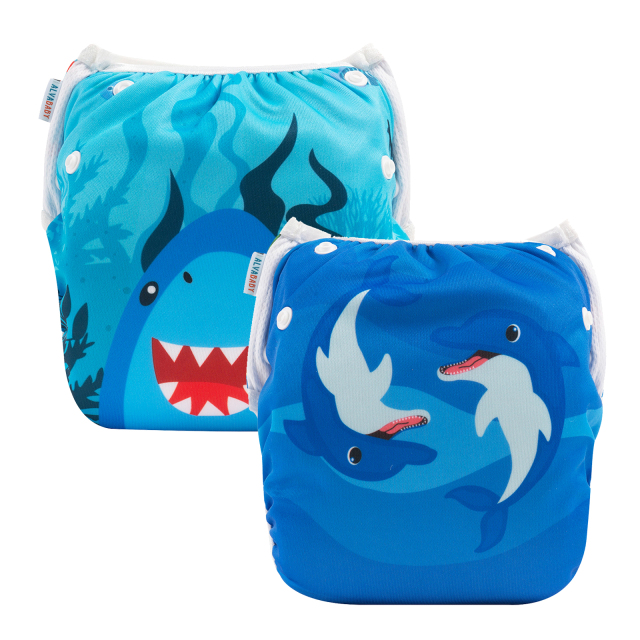 (All packs)ALVABABY 2PCS Printed Swim Diapers