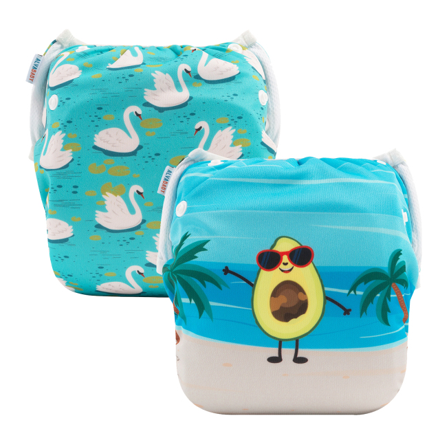 (All packs)ALVABABY 2PCS Printed Swim Diapers