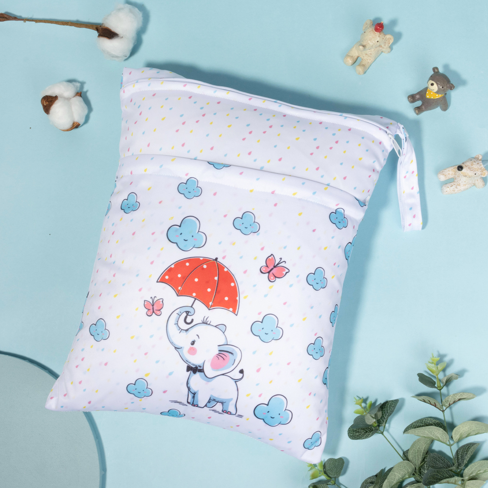 ALVABABY Diaper Wet/Dry Bag Waterproof Reusable with Two Zippered Pockets for Cloth Diapers, Swimsuits, Travel, and Gym (L-YDP35A)