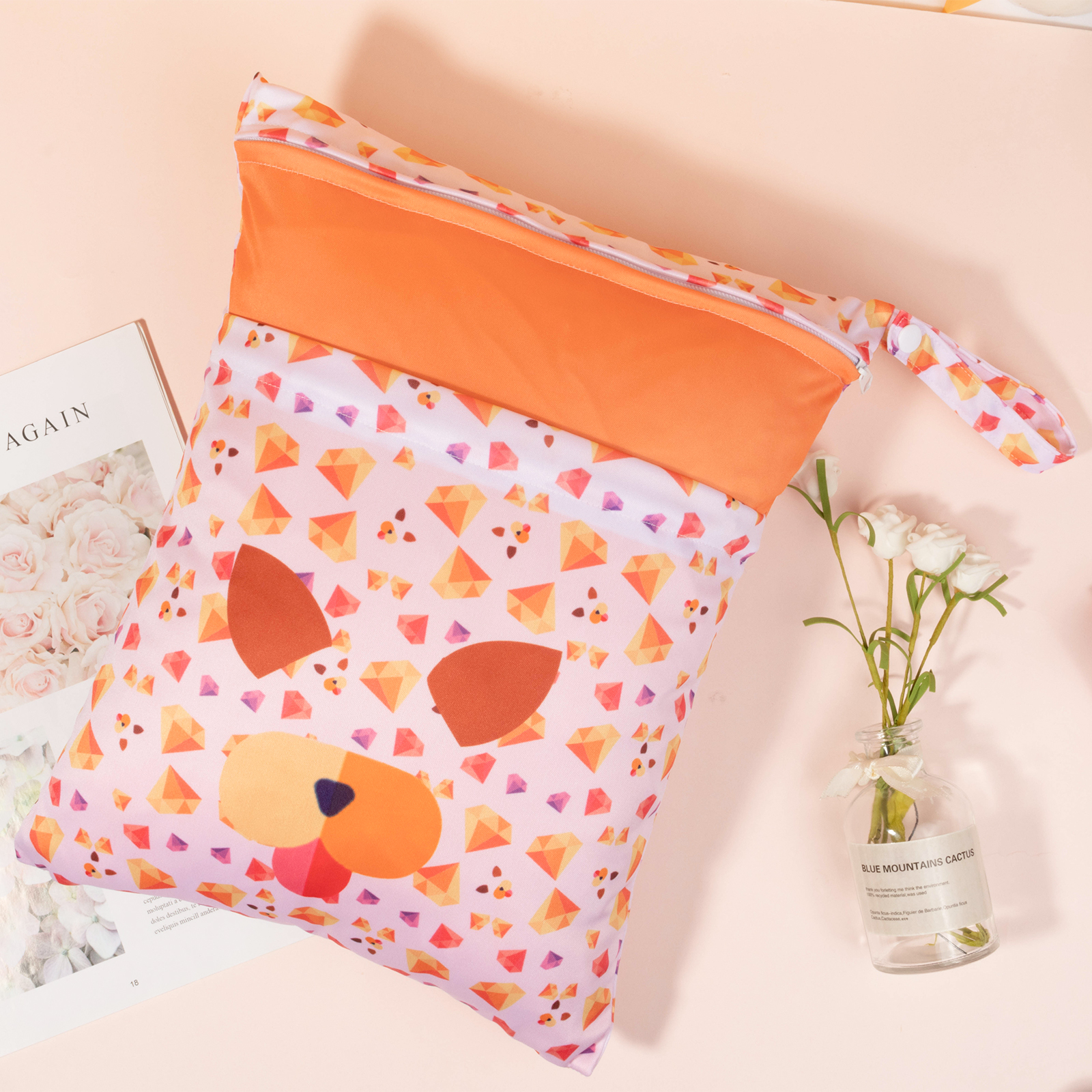 ALVABABY Diaper Wet/Dry Bag - Waterproof Reusable Bag for Cloth Diapers, Swimsuits, Travel, and Gym (L-YDP172A)