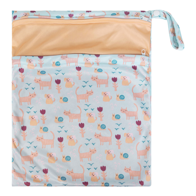 ALVABABY Diaper Wet Dry Bag with Two Zippered Pockets (L-YDP152A)