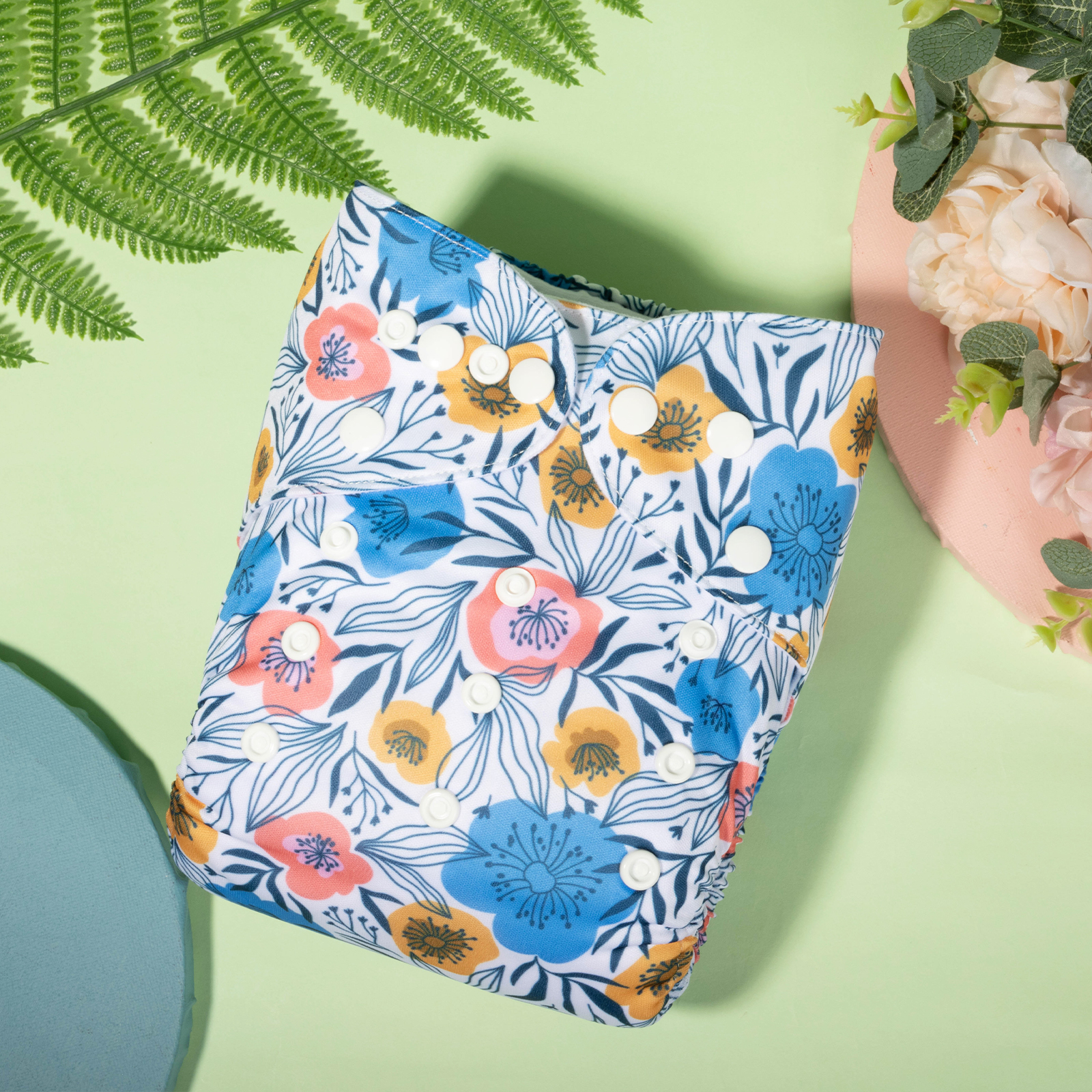 ALVABABY Print Cloth Diaper - One Size Adjustable Washable & Reusable Diaper for Babies and Toddlers (Flowers, H432A)