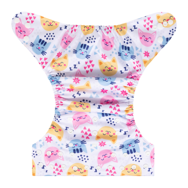 ALVABABY One Size Positioning Printed Cloth Diaper-Cats(YDP185A)