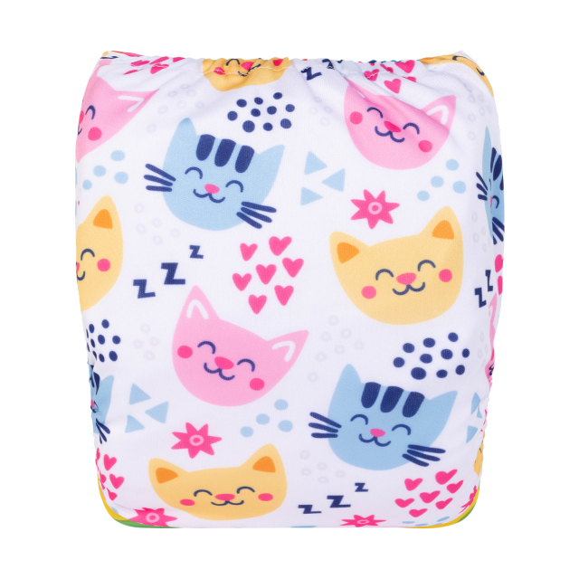 ALVABABY One Size Positioning Printed Cloth Diaper-Cats(YDP185A)