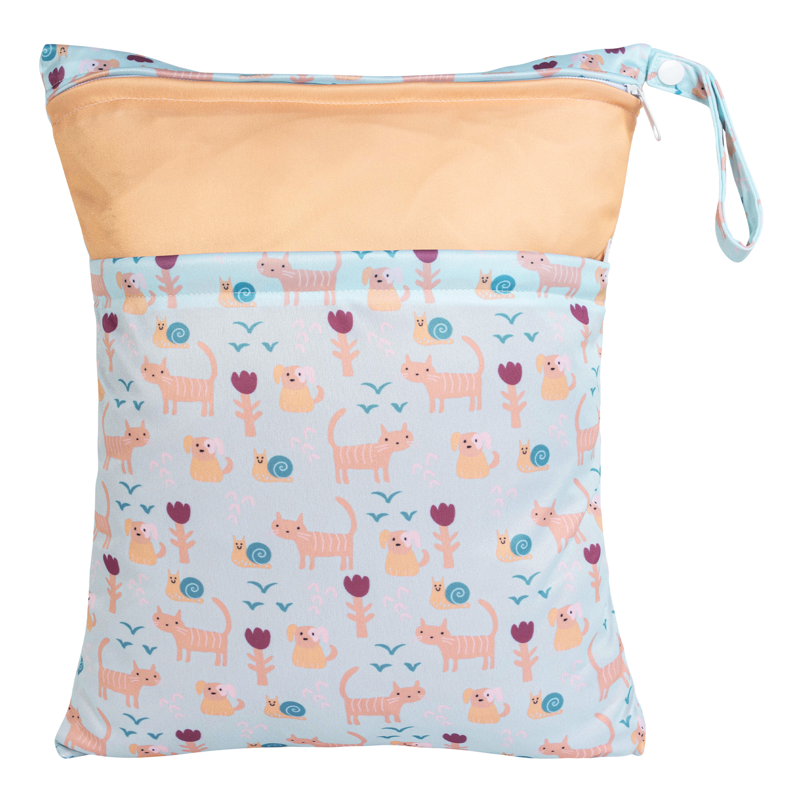 ALVABABY Diaper Wet/Dry Bag Waterproof Reusable with Two Zippered Pockets for Cloth Diapers, Swimsuits, Travel, and Gym (L-YDP152A)