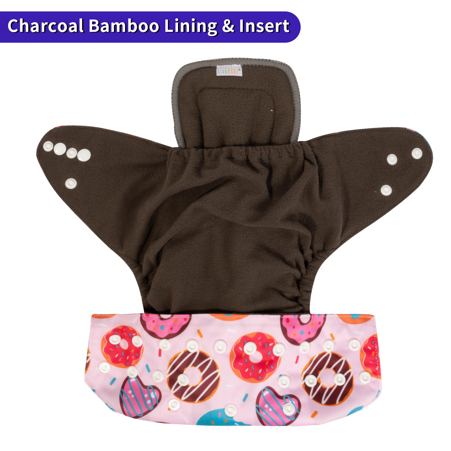 ALVABABY Bamboo Charcoal Cloth Diaper 1.0 with one 4-layer Charcoal Insert  (CH-H414A)