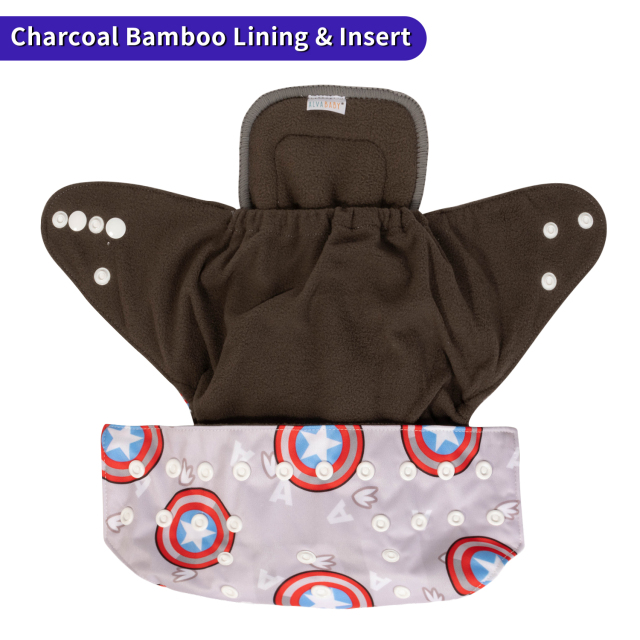 ALVABABY Bamboo Charcoal Diaper with one 4-layer Charcoal Insert  (CH-H414A)