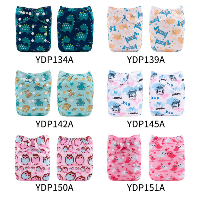 (Multi-packs) 10PCS One Size Positioning Printed Diapers