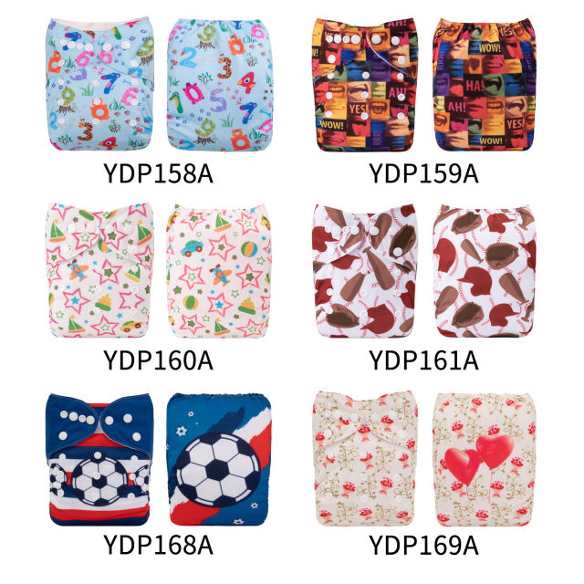 (Multi-packs) 20PCS One Size Positioning Printed Diapers