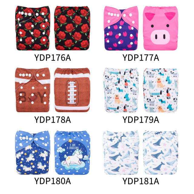 (Multi-packs) 10PCS One Size Positioning Printed Diapers