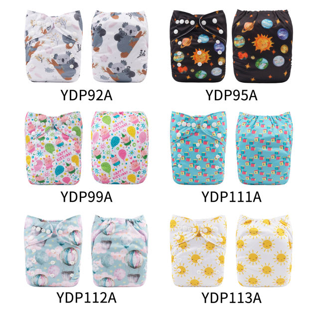 (Multi-packs) 10PCS One Size Positioning Printed Diapers
