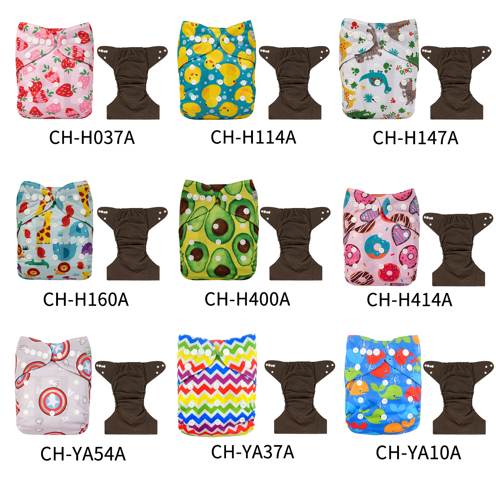 (All patterns) ALVABABY Bamboo Charcoal Cloth Diaper 1.0 with one 4-layer Charcoal Insert