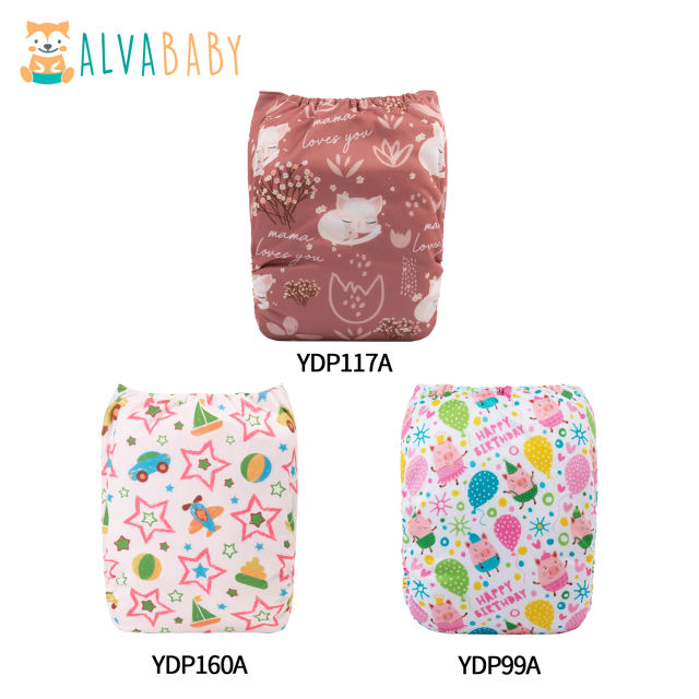 (SuperAds) ALVABABY 6PCS Diapers with 5-layer bamboo blend insert
