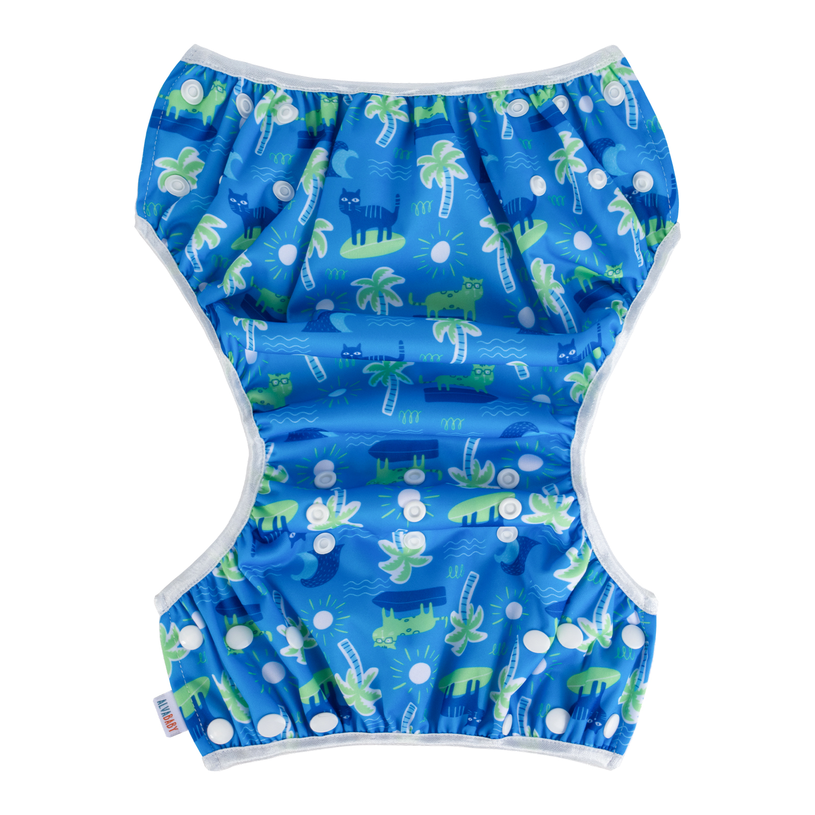 ALVABABY Reusable Swim Diaper - Adjustable Large Size Swimwear for Infants & Toddlers (Coconut tree, ZSWD-BS10A)