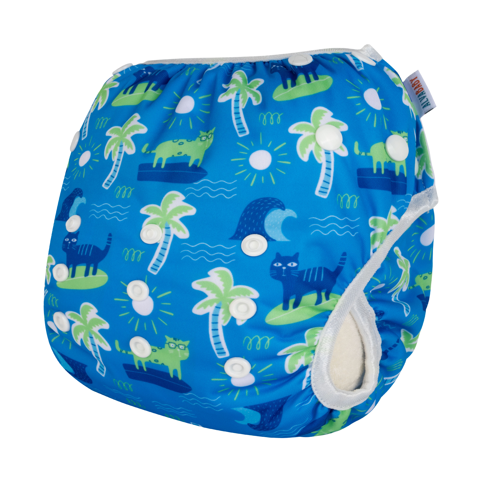 ALVABABY Reusable Swim Diaper - Adjustable Large Size Swimwear for Infants & Toddlers (Coconut tree, ZSWD-BS10A)