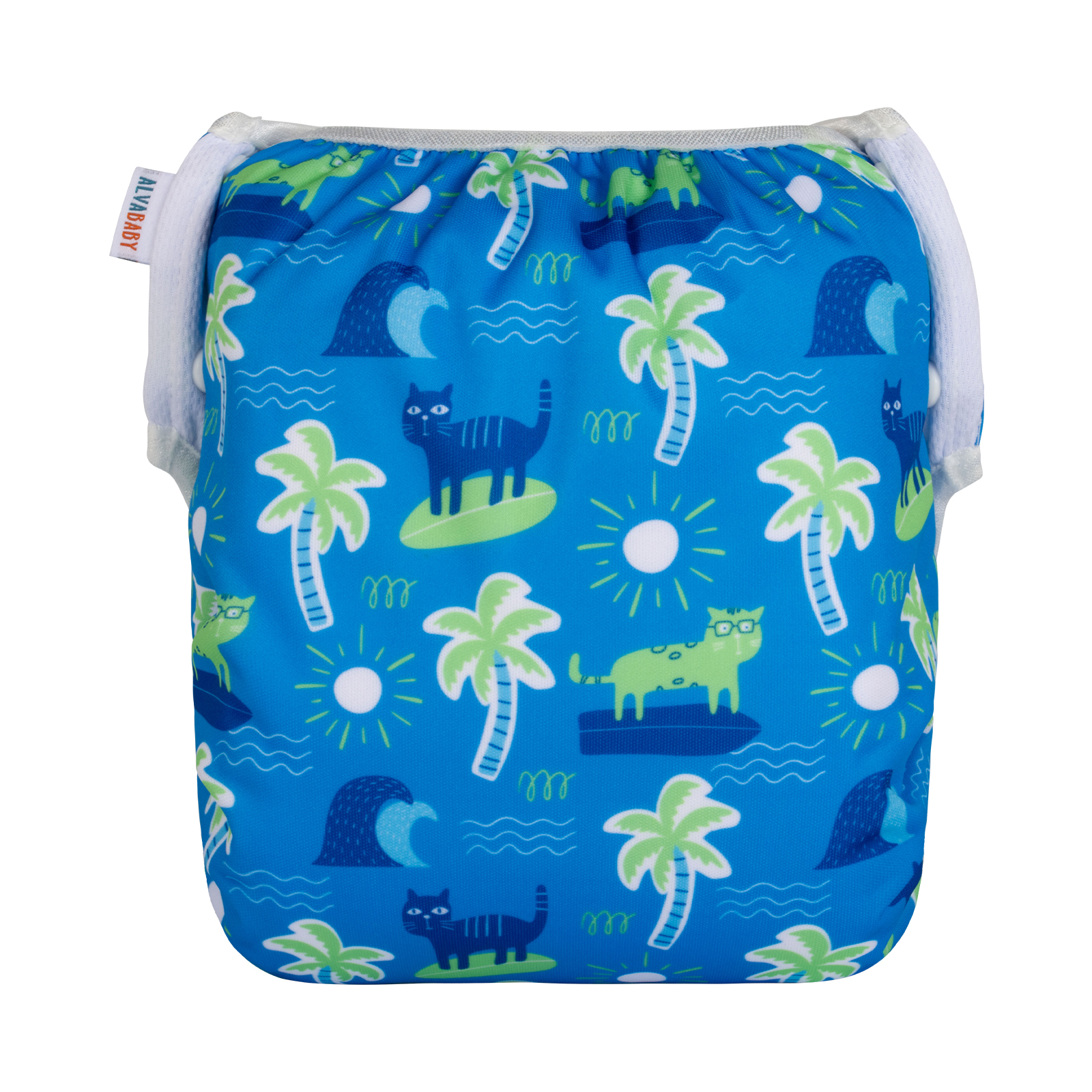 ALVABABY Reusable Swim Diaper - Adjustable Large Size Swimwear for Infants & Toddlers (Coconut tree, ZSWD-BS10A)