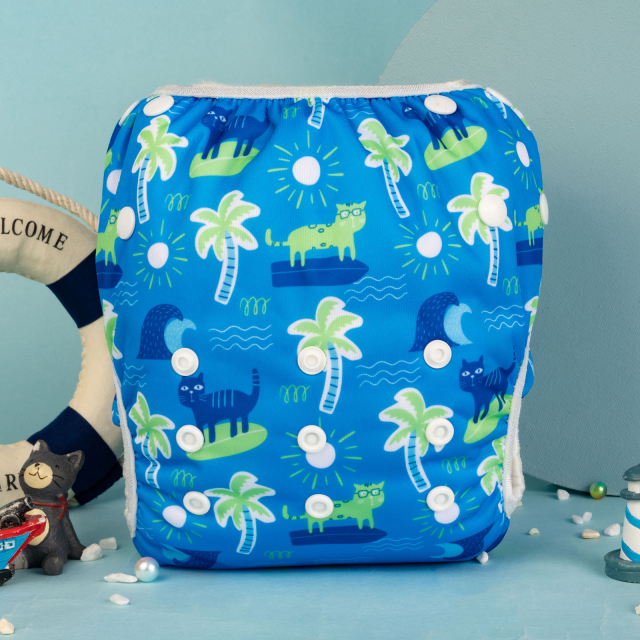 ALVABABY Big Size Positioning Printed Swim Diaper- Coconut tree(ZSWD-BS10A)