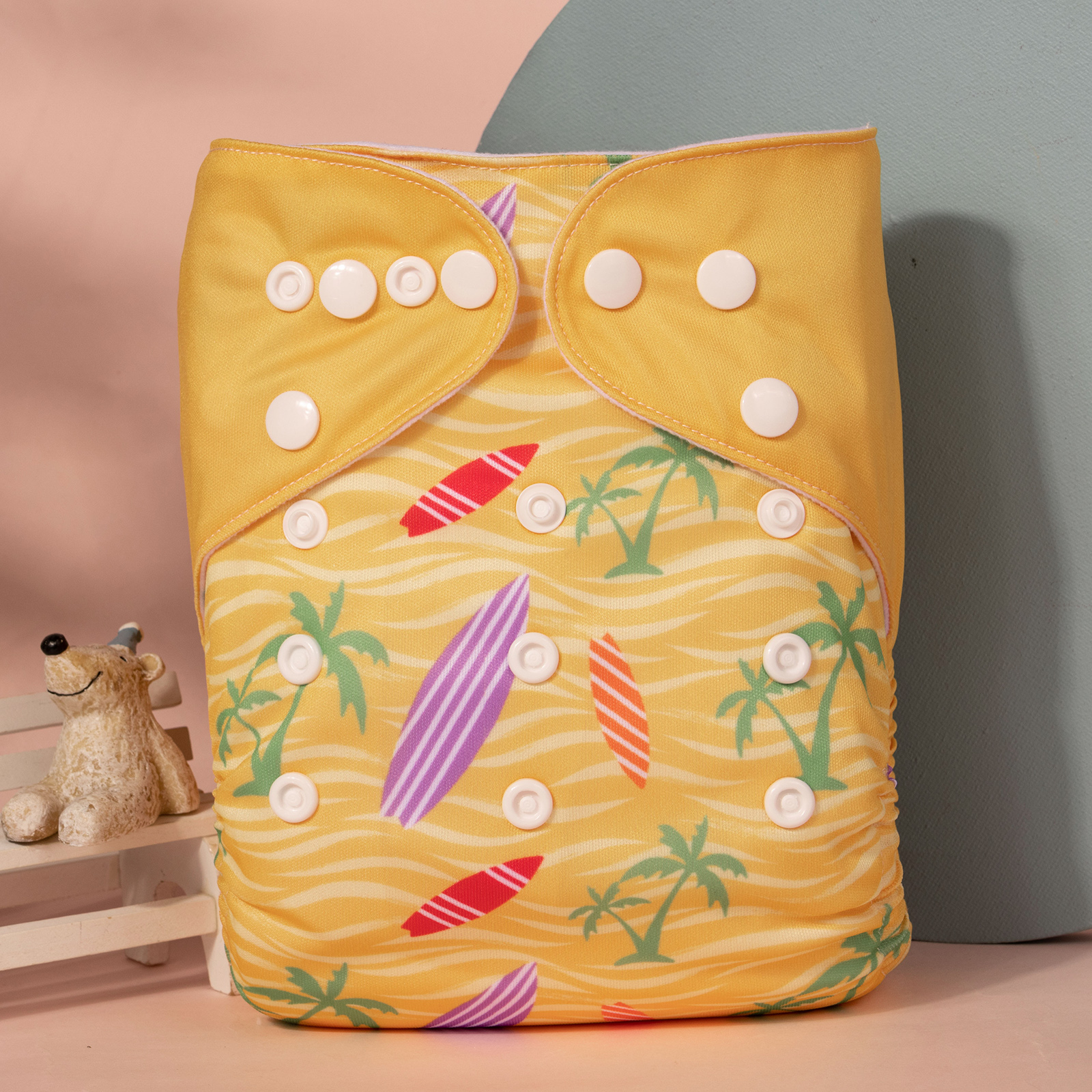 ALVABABY Positioning Cloth Diaper - One Size Adjustable Washable & Reusable Diaper for Babies and Toddlers (ALVA Fox, YDP188A)