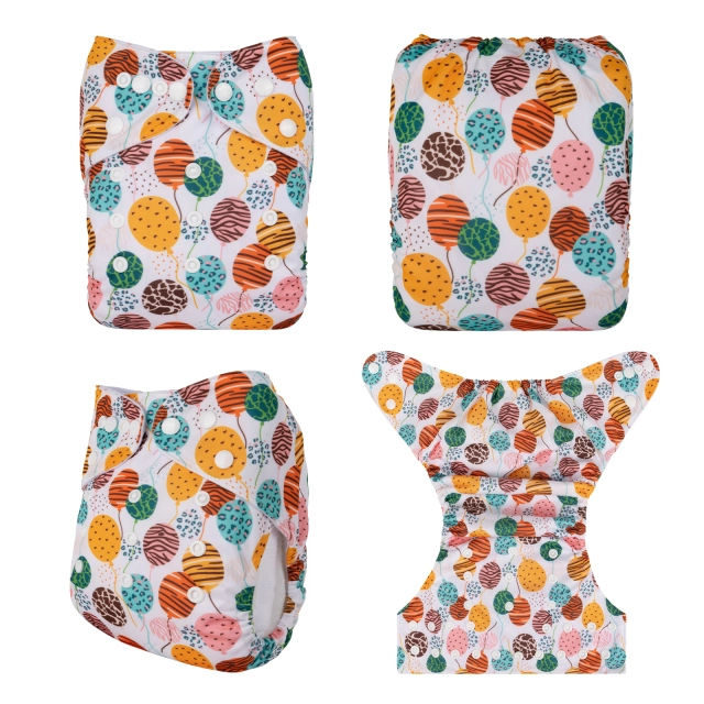 ALVABABY One Size Positioning Printed Cloth Diaper-Balloon(YDP190A)