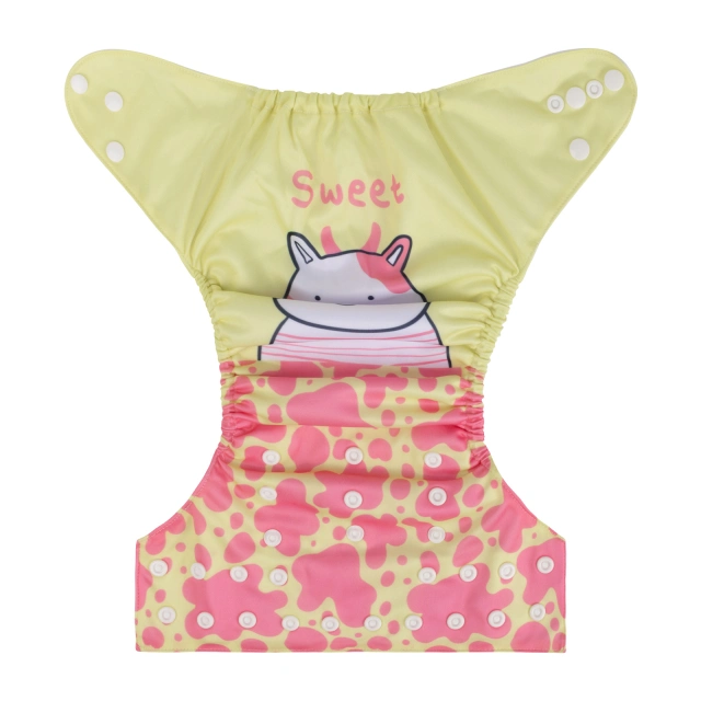 ALVABABY One Size Positioning Printed Cloth Diaper-Cow(YDP189A)